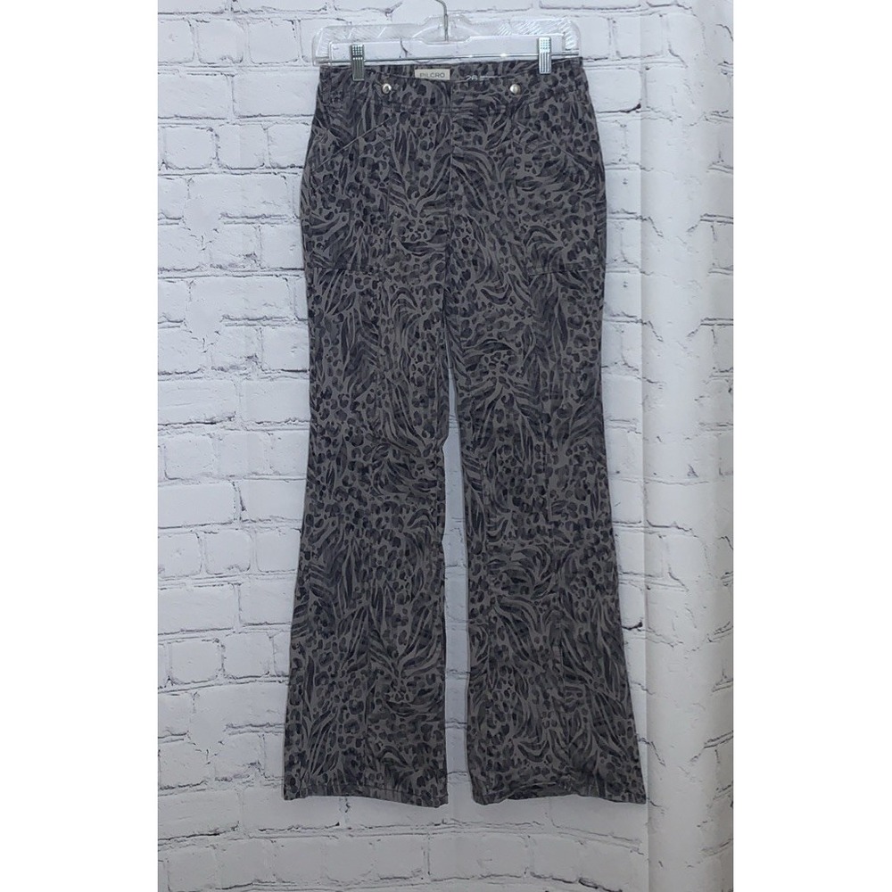 Pilcro Boot Cut Pants Womens X-Small Sz 0 Gray Leopard Mid Rise Animal Print